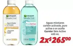 Soriana Híper Garnier - agua micelares carbón activado, pure active o en aceite skin active oferta