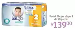 Soriana Híper Extra - pañal bbtips etapa 2 de 40 piezas oferta