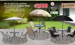 Soriana Híper Set de patio tela poliéster con sombrilla oferta