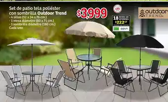 Soriana Híper Set de patio tela poliéster con sombrilla oferta