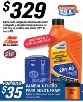 AutoZone Cambia a Filtro para Aceite Fram oferta