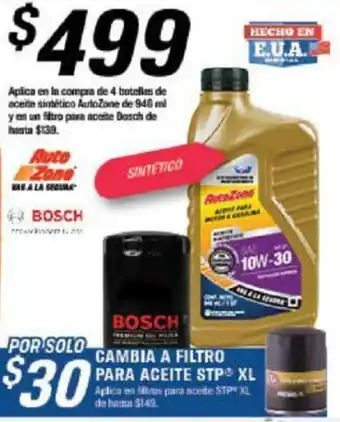 AutoZone Cambia A Filtro para Aceite STP XL oferta