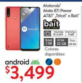 Walmart Motorola Moto E7i Power AT&T Telcel o Bait oferta