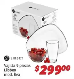 Soriana Híper Libbey Vajilla 9 piezas oferta