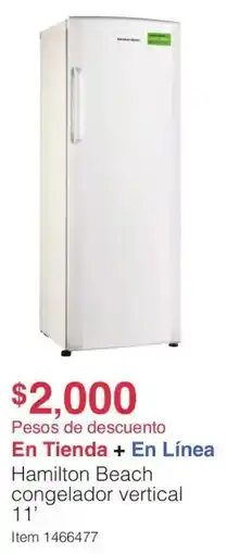 Costco Hamilton beach congelador vertical 11' oferta