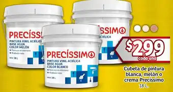 Soriana Mercado Precíssimo cubeta de pintura blanca, melón o crema oferta