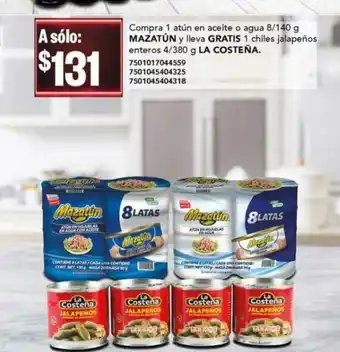 City Club Compra 1 atun en aceite o agua 8/140g MAZATUN y lleva oferta