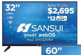 Chedraui SANSUI smart WebOS 32" oferta