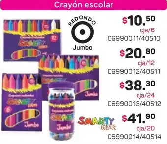 Tony Super Papelerías Crayón escolar redondo jumbo oferta