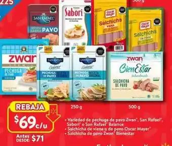 Walmart Sabori - salchicha de viena o de pavo o scar mayer oferta