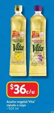 Walmart Vita - aceite vegetal canola o soya oferta