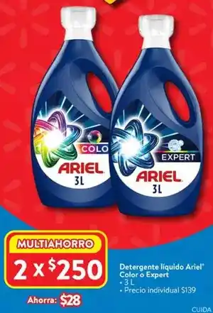 Walmart Ariel - detergente líquido color o expert oferta