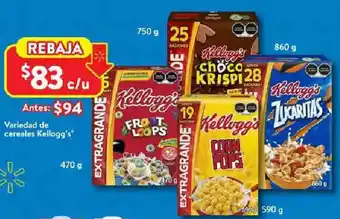 Walmart Kellogg's variedad de cereales oferta