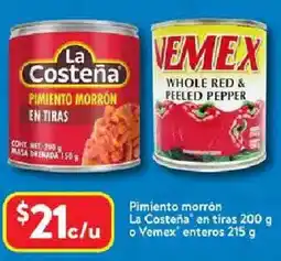 Walmart La costeña pimiento morrón en tiras oferta