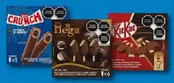 Walmart Variedad de mini paletas heladas Crunch", Mega o Kit Kat oferta