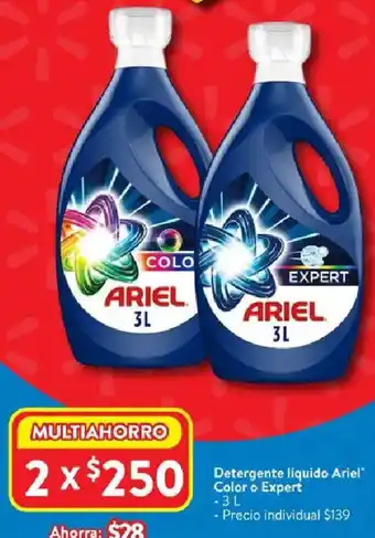 Walmart Ariel detergente líquido color o expert oferta