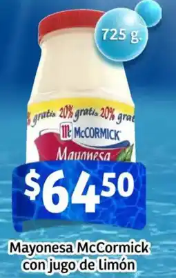 Soriana Mercado Mccormick mayonesa con jugo de limón oferta