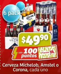 Soriana Mercado Cerveza michelob, amstel o corona oferta