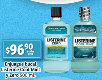 Soriana Mercado Listerine cool mint y zero enjuague bucal oferta