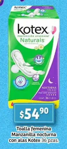 Soriana Mercado Kotex toalla femenina manzanilla nocturna con alas oferta