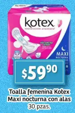 Soriana Mercado Kotex toalla femenina maxi nocturna con alas oferta