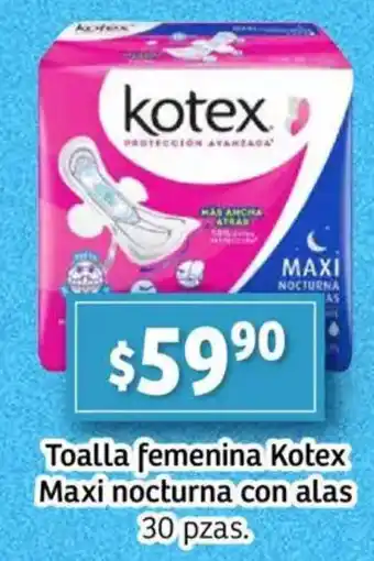 Soriana Mercado Kotex toalla femenina maxi nocturna con alas oferta