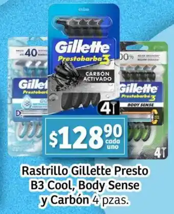 Soriana Mercado Rastrillo gillette presto b3 cool, body sense y carbón oferta