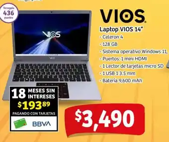 Soriana Mercado Vios laptop 14" oferta