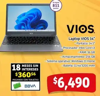 Soriana Mercado Vios laptop 14" oferta