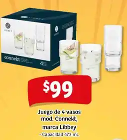 Soriana Mercado Libbey juego de 4 vasos mod. connekt oferta