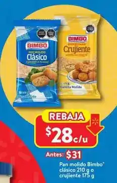 Walmart Bimbo - pan molido clásico oferta