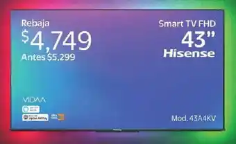 Walmart Hisense smart tv fhd 43" oferta