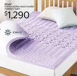 Walmart Zinus sobrecolchón matrimonial memory foam oferta