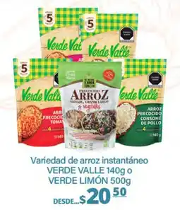 La Comer Variedad de arroz instantáneo VERDE VALLE o VERDE LIMÓN oferta