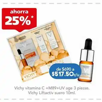 Vichy vitamina c +m89+uv age 3 piezas.