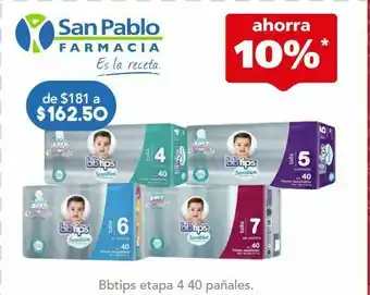 Farmacia San Pablo Bbtips etapa 4 40 pañales. oferta