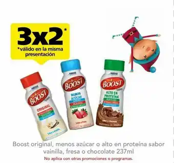 Farmacia San Pablo Boost original, menos azúcar o alto en proteína sabor vainilla, fresa o chocolate 237ml oferta