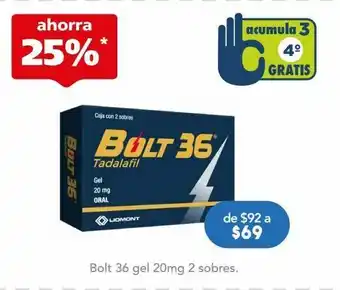 Farmacia San Pablo Bolt 36 gel 20mg 2 sobres. oferta
