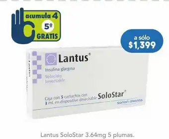 Lantus solostar 3.64mg 5 plumas.