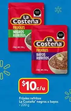 Walmart La costeña - frijoles refritos negros o bayos oferta