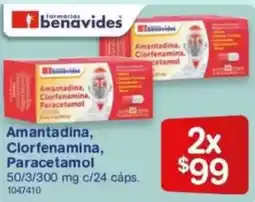 Farmacias Benavides Paracetamol amantadina, clorfenamina oferta