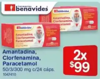 Farmacias Benavides Paracetamol amantadina, clorfenamina oferta