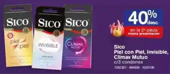 Farmacias Benavides Sico piel con piel, invisible, climax mutuo oferta