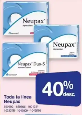 Farmacias Benavides Neupax toda la linea oferta