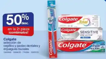 Farmacias Benavides Colgate selección de cepillos y pastas dentales y enjuagues bucales oferta