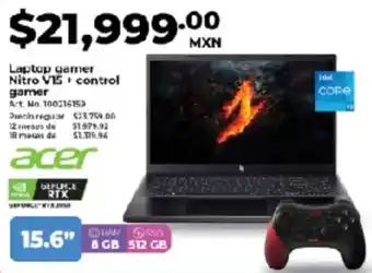 Office Depot Acer laptop gamer nitro v15 + control gamer oferta