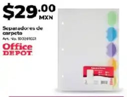 Office Depot Separadores de carpeta oferta