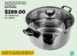 Almacenes Anfora Olla baja de acero inoxi- dable con tapa de vidrio oferta