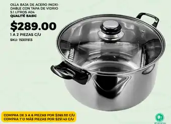 Almacenes Anfora Olla baja de acero inoxi- dable con tapa de vidrio oferta