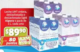 Soriana Híper Alpura leche uht entera, deslactosada o deslactosada light oferta